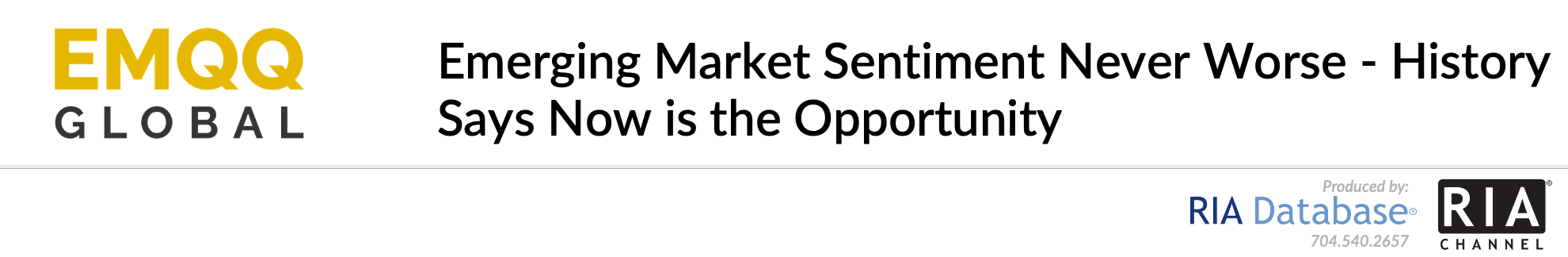 Emerging Market Sentiment Never Worse - History Says Now is the Opportunity
