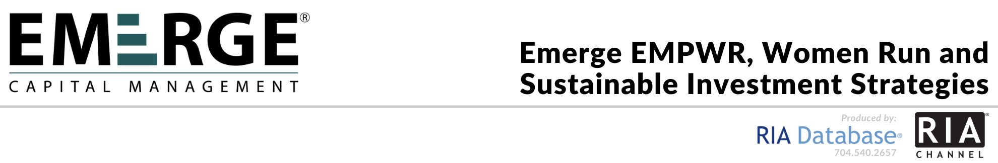 Emerge EMPWR, Women Run and Sustainable Investment Strategies