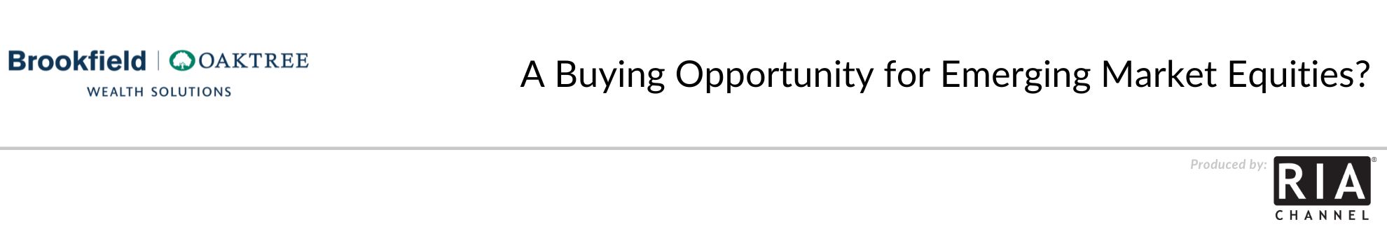 A Buying Opportunity for Emerging Market Equities?